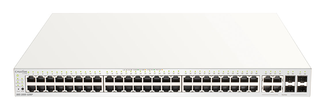 D-LINK Nuclias Switch 52xGE-ports PoE+ Smart Managed incl 4x1G Combo 370Ww/1Yr Lic