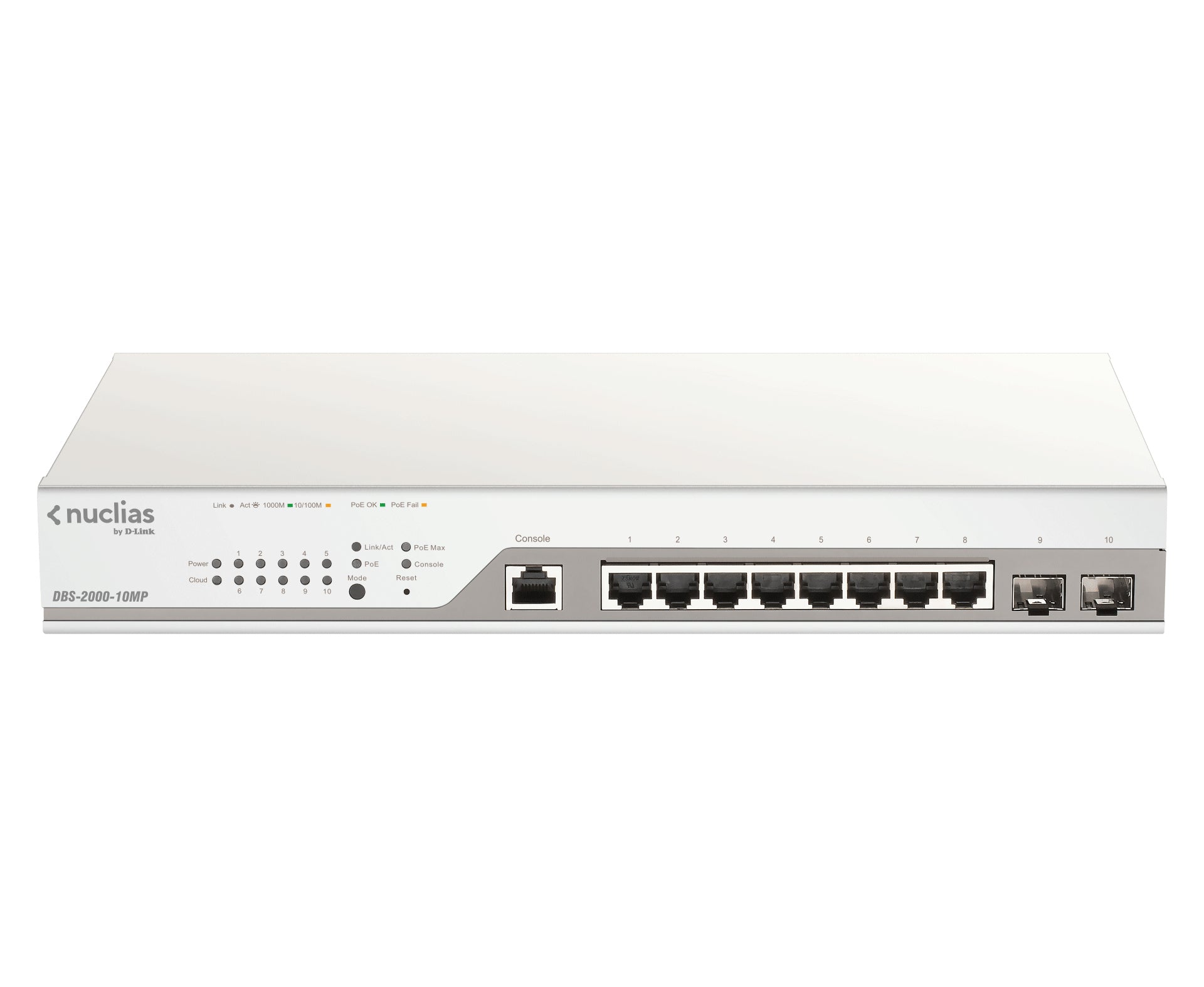 D-LINK Nuclias Cloud Switch Smart+ L2 with 1year Free License 8 Gigabit PoE/PoE+ & 2 SFP ports PoE budget 130