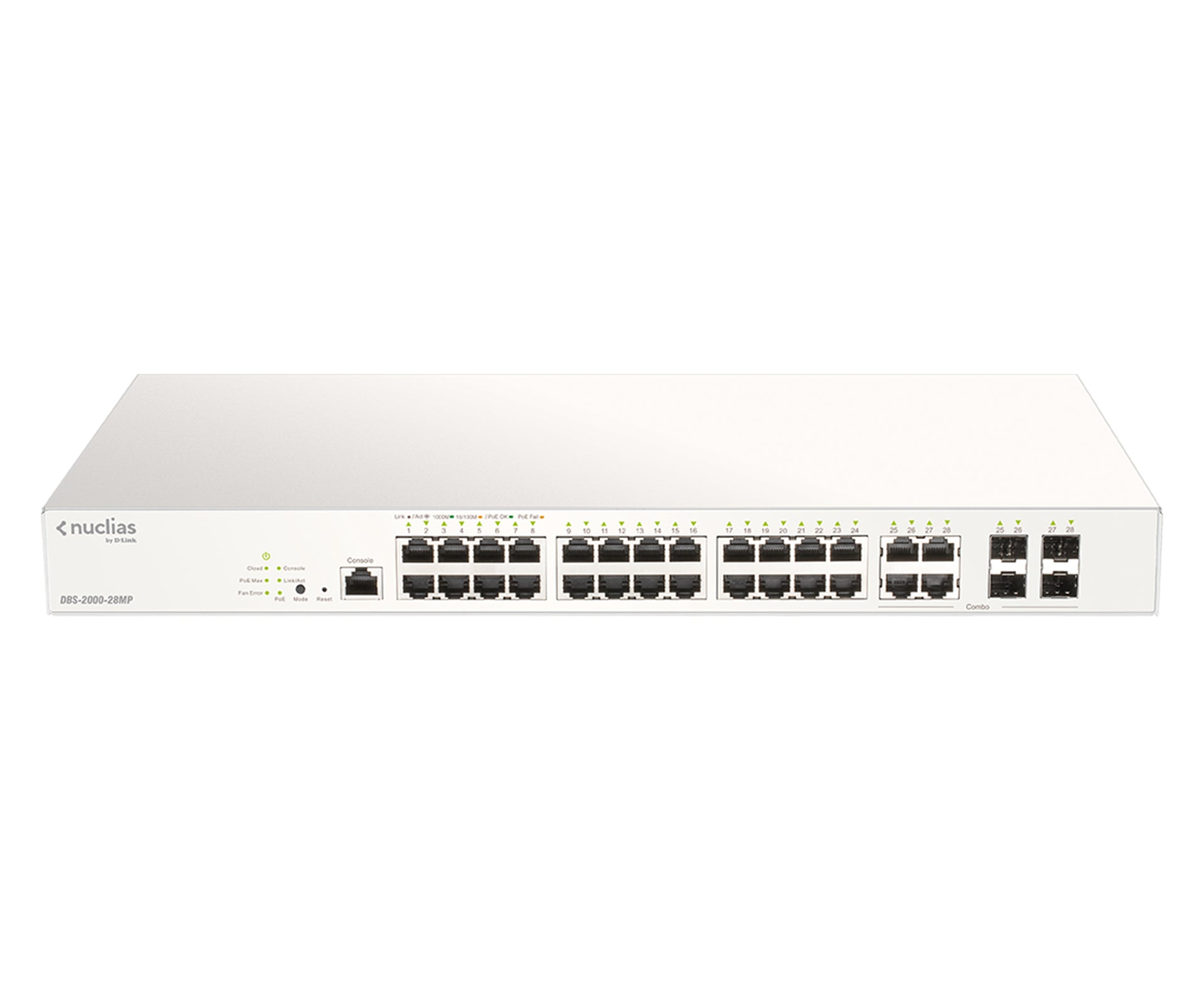 D-LINK Nuclias Switch 28xGE-ports PoE+ Smart Managed incl 4x1G Combo 370Ww/1Yr Lic