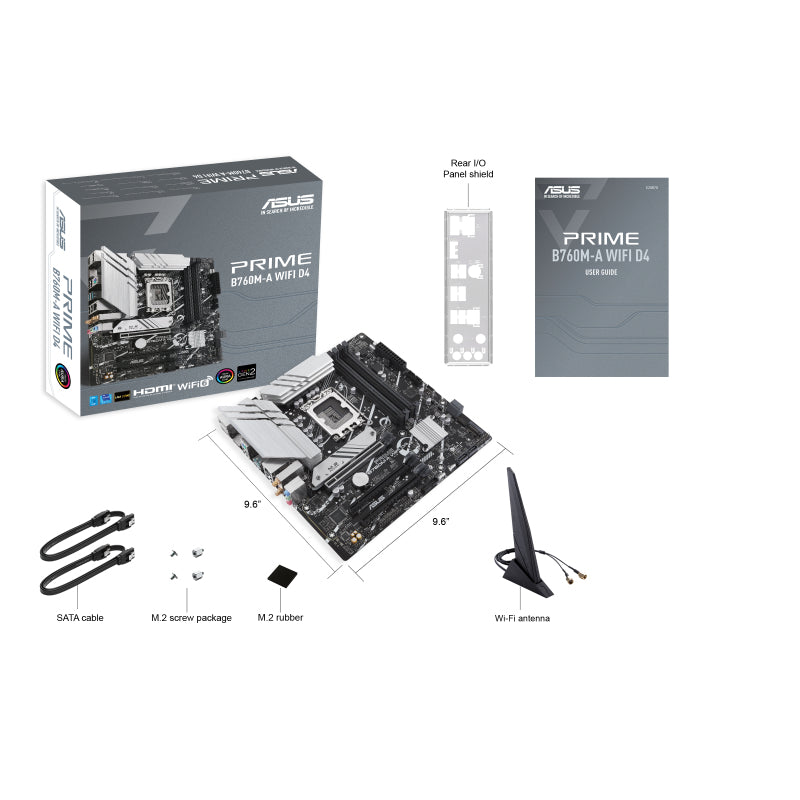 ASUS PRIME B760M-A WIFI D4 LGA 1700 4xDDR4 microATX 4xSATA MB 1xHDMI 2.1 1xDP 1.4 1xD-Sub 2xM.2