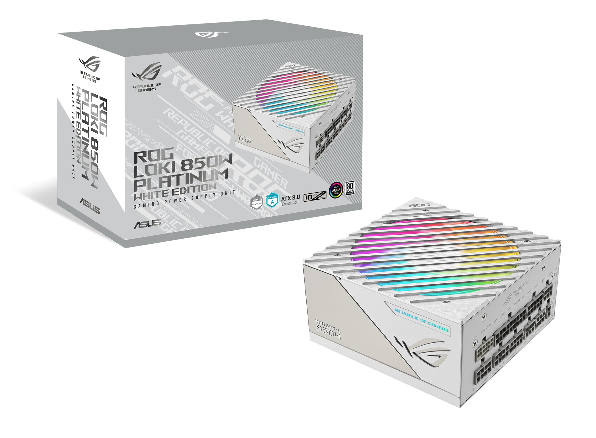 ASUS ROG Loki SFX-L 850W Platinum White Edition Fully Modular Power Supply 120mm PWM ARGB Fan Aura Sync
