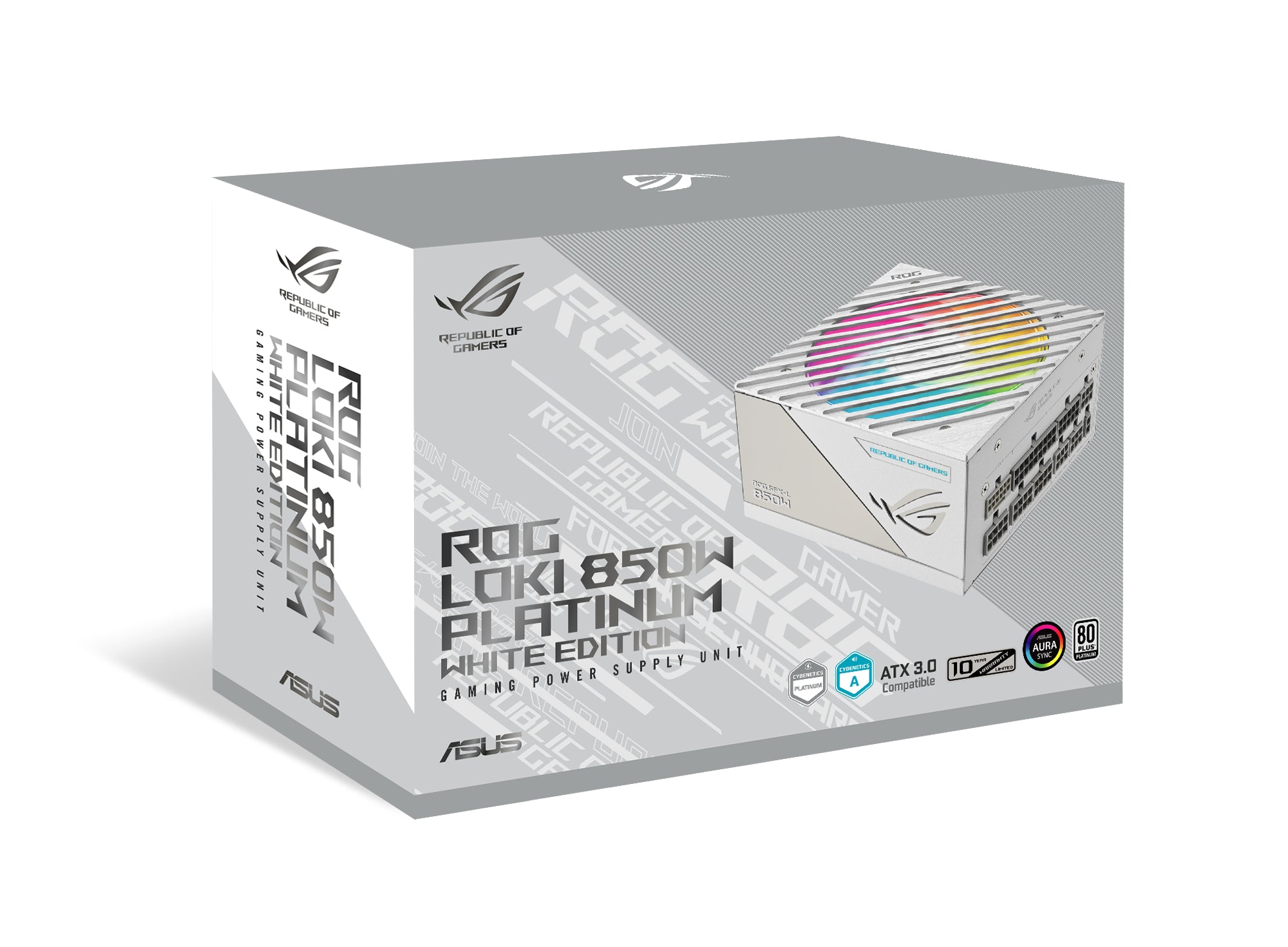 ASUS ROG Loki SFX-L 850W Platinum White Edition Fully Modular Power Supply 120mm PWM ARGB Fan Aura Sync