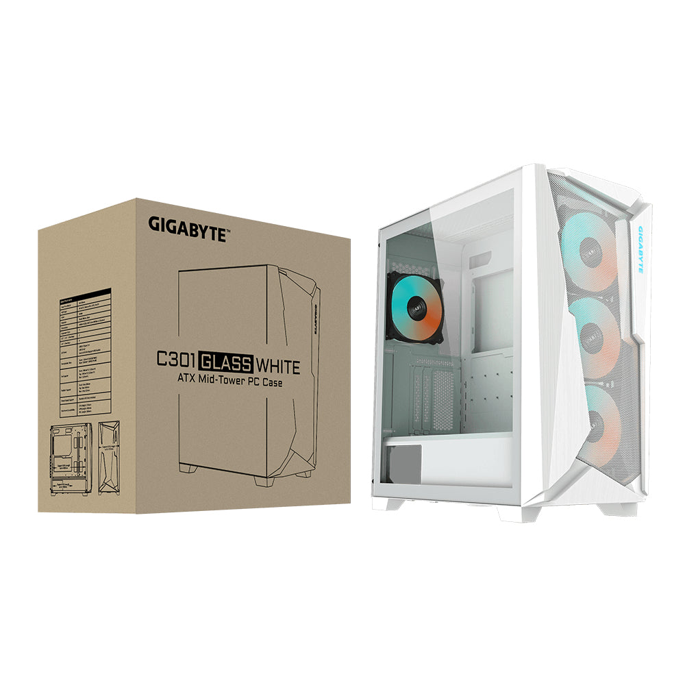 Gigabyte C301 GLASS WHITE unité centrale Midi Tower Blanc