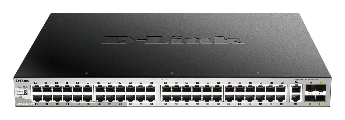 D-LINK Switch L3 Light 48 Gigabit PoE/PoE+ Ports & 2 10GBASE-T Ports & 4 10GbE SFP+ Ports 370W PoE Budget 740W with DPS-700