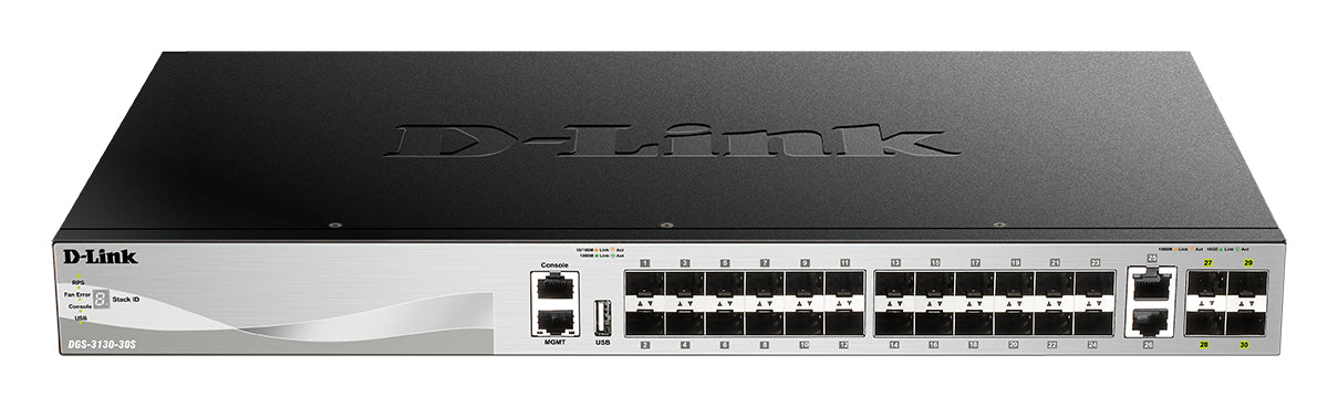 D-LINK L3 Light Switch 24 SFP ports & 2 10GBASE-T ports & 4 10GbE SFP+ Ports Physical Stack Up To 9 Units