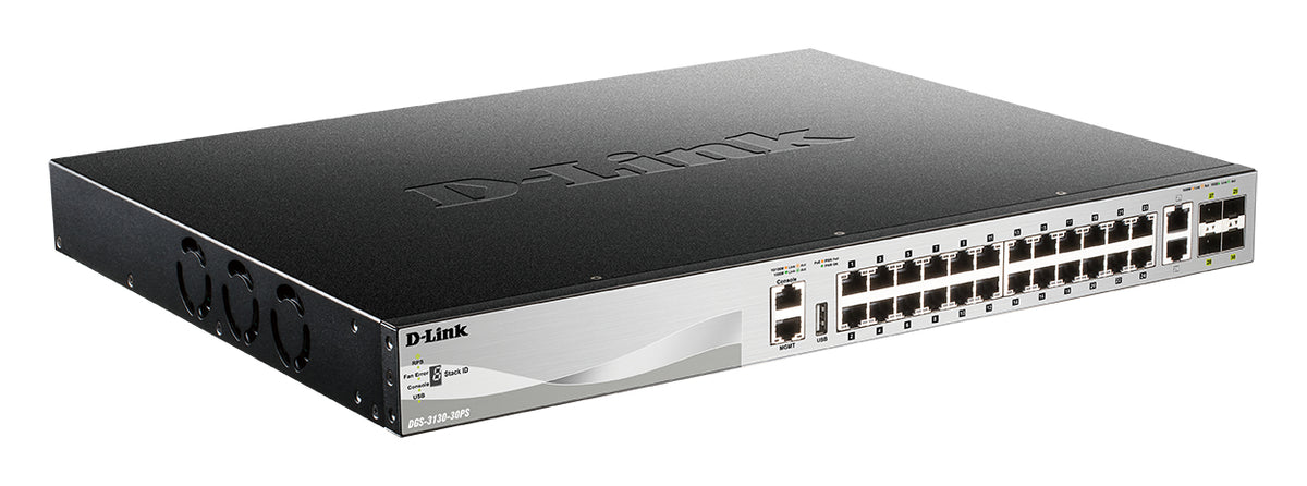 D-LINK L3 Light Switch 24 Gigabit PoE/PoE+ ports & 2 10GBASE-T Ports & 4 10GbE SFP+ ports 370 W PoE Budget 740W with DPS-700