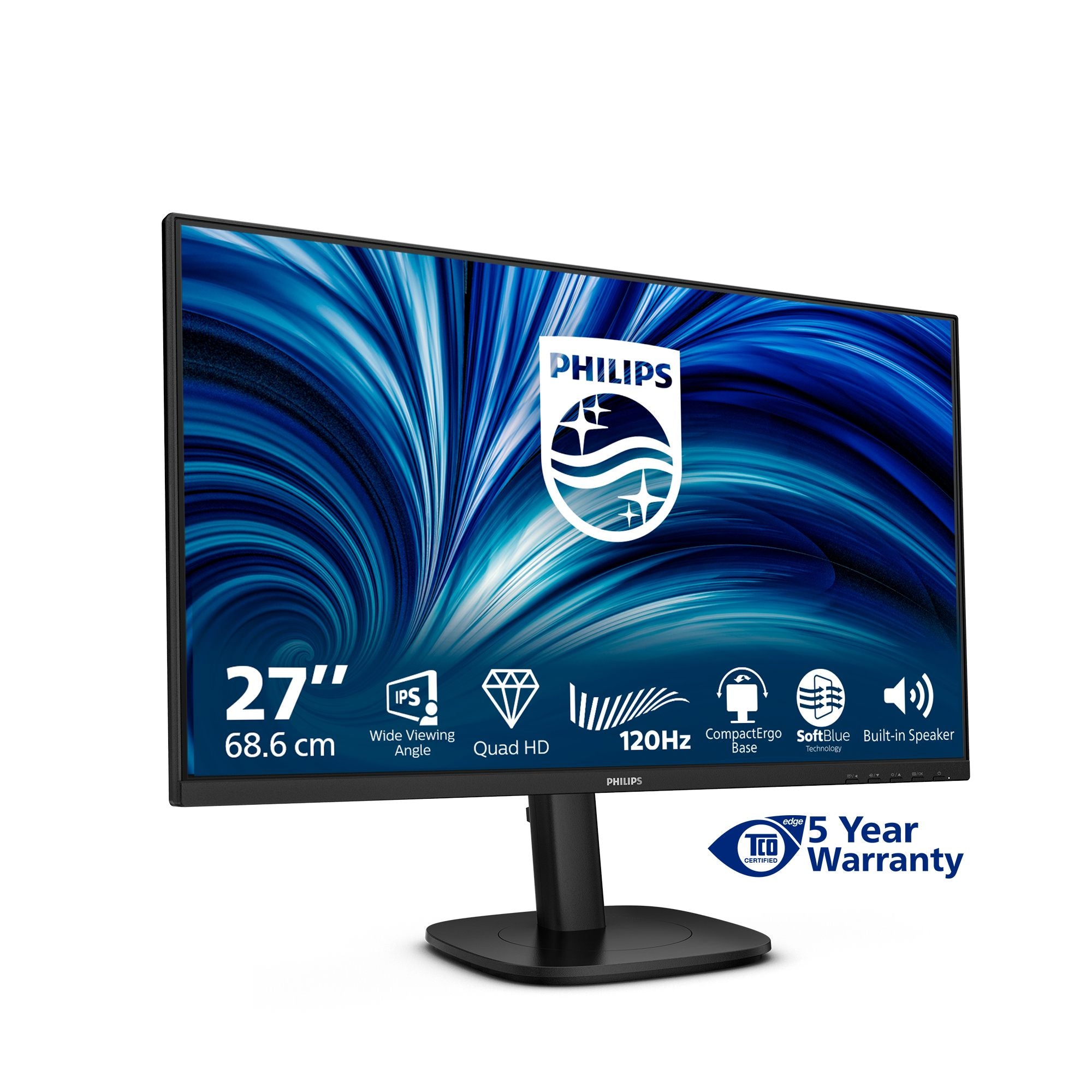 PHILIPS 27p 2560x1440 120Hz IPS Flat H/A 150 MM TUV EyeSafe certified USB HUB SPEAKERS DPx1 HDMIx2 350cd/m2 TCO 10