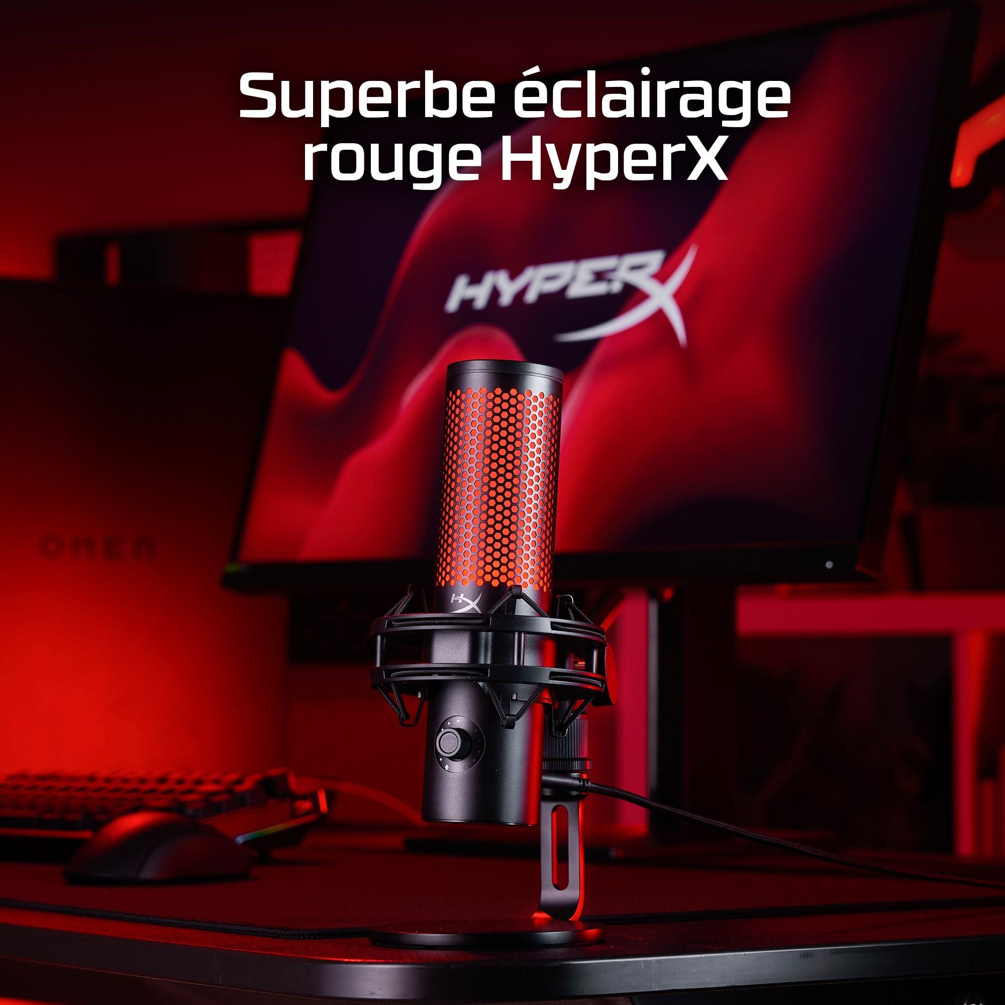 Microphone a condensateur HyperX QuadCast 2, USB, filtre anti-pop, noir