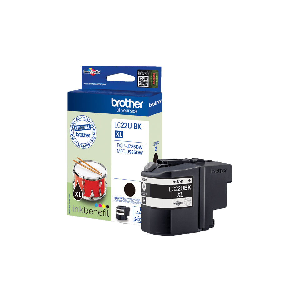 BROTHER LC22UBK Cartouche de encre Noir, 2400 pages pour DCP-J785DW et MFC-J985DW