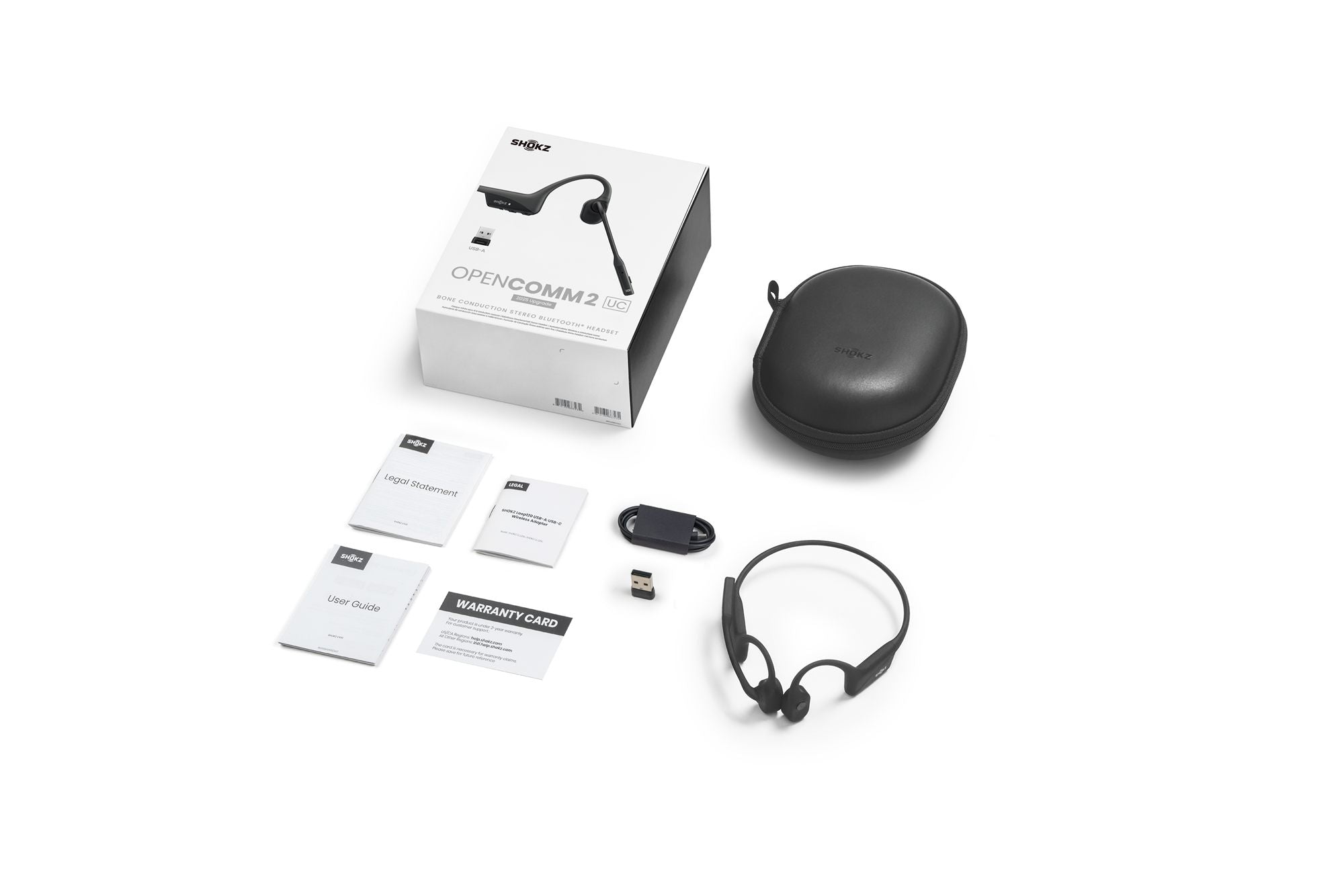 SHOKZ Casque sans-fil à conduction osseuse OpenComm2 UC - USB-A - Noir