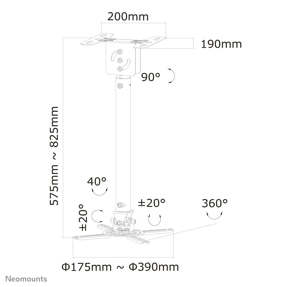 Projector Ceiling Mount Full Motion BLK