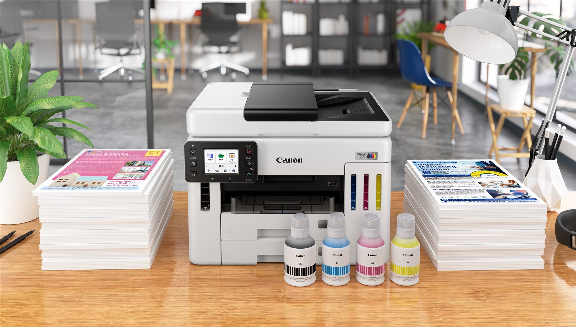 CANON MAXIFY GX7150 MegaTank MFP colour inkjet CISS Legal 216x356mm A4 24ipm Print 600sheets USB Wi-Fi LAN