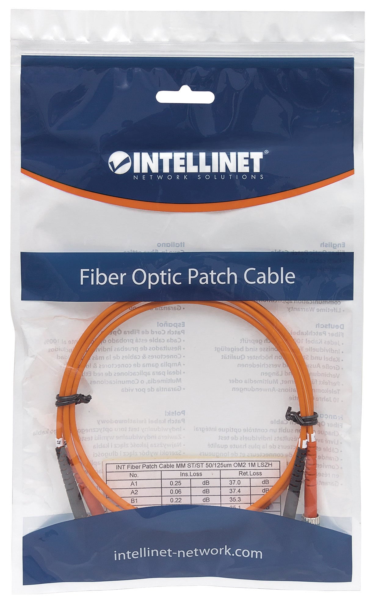 Intellinet 3.0m ST M/M câble de fibre optique 3 m OM2 Orange
