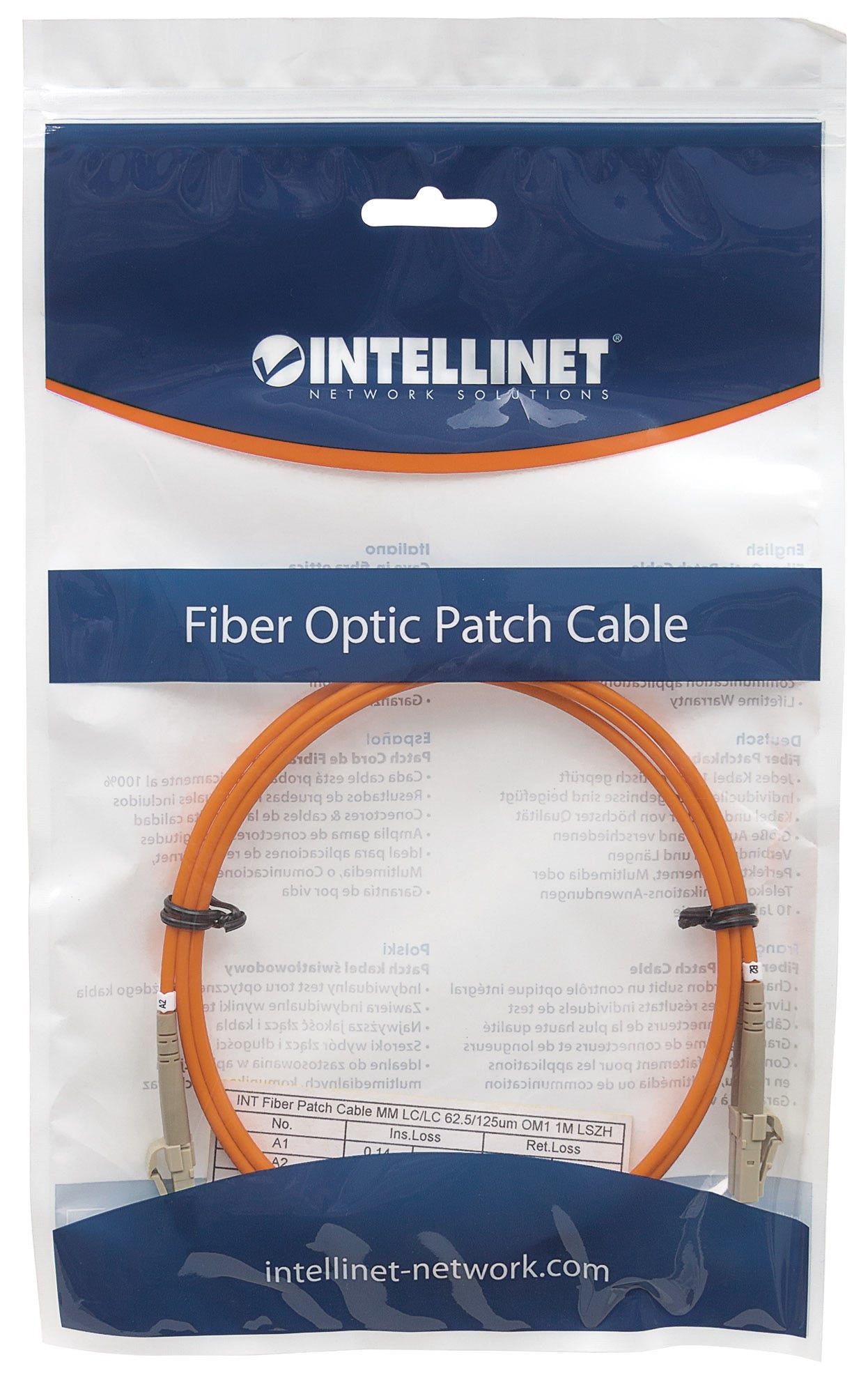 Intellinet 5.0m LC M/M câble de fibre optique 5 m OM1 Orange
