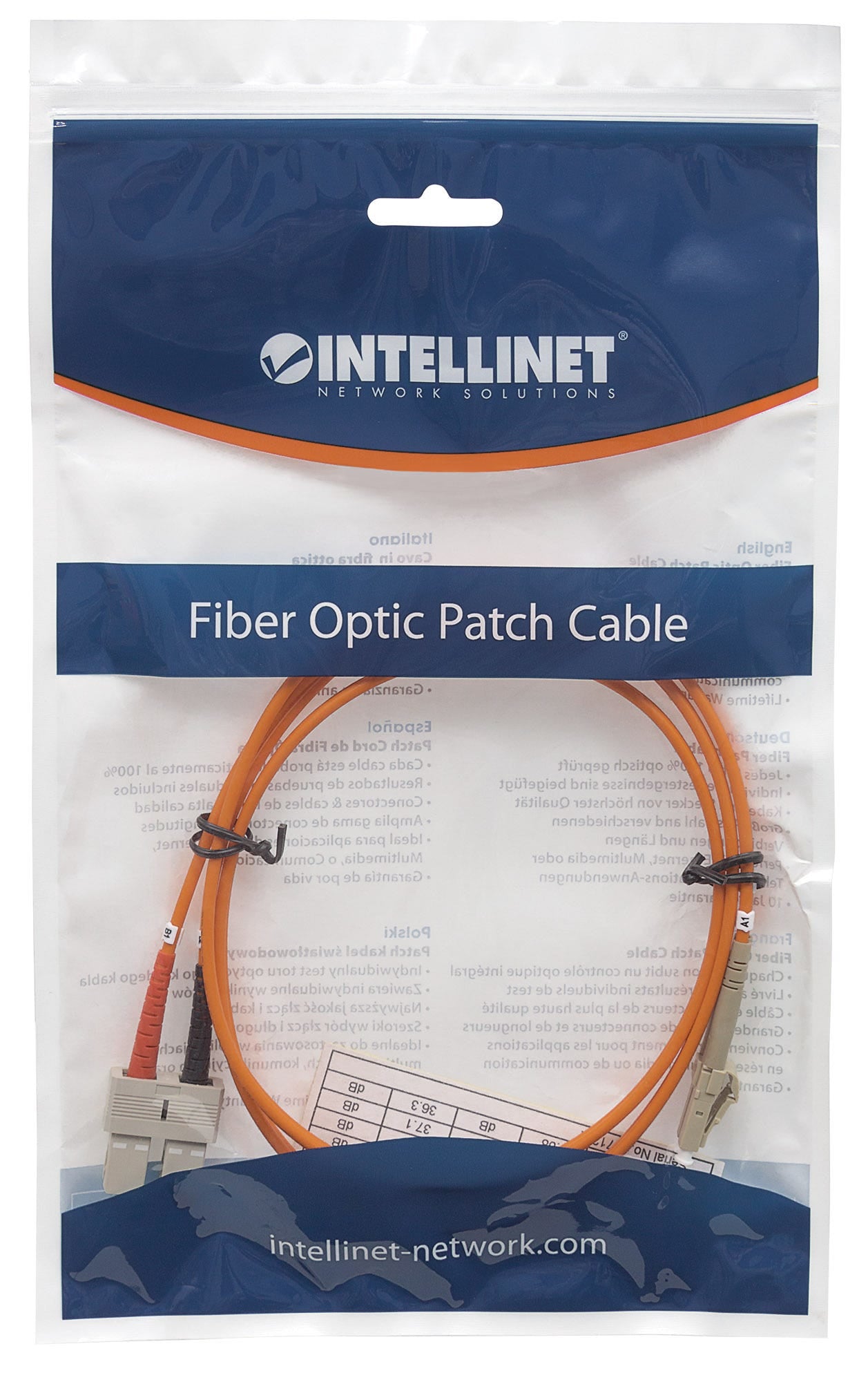 Intellinet 2m LC/SC câble de fibre optique OM1 Orange