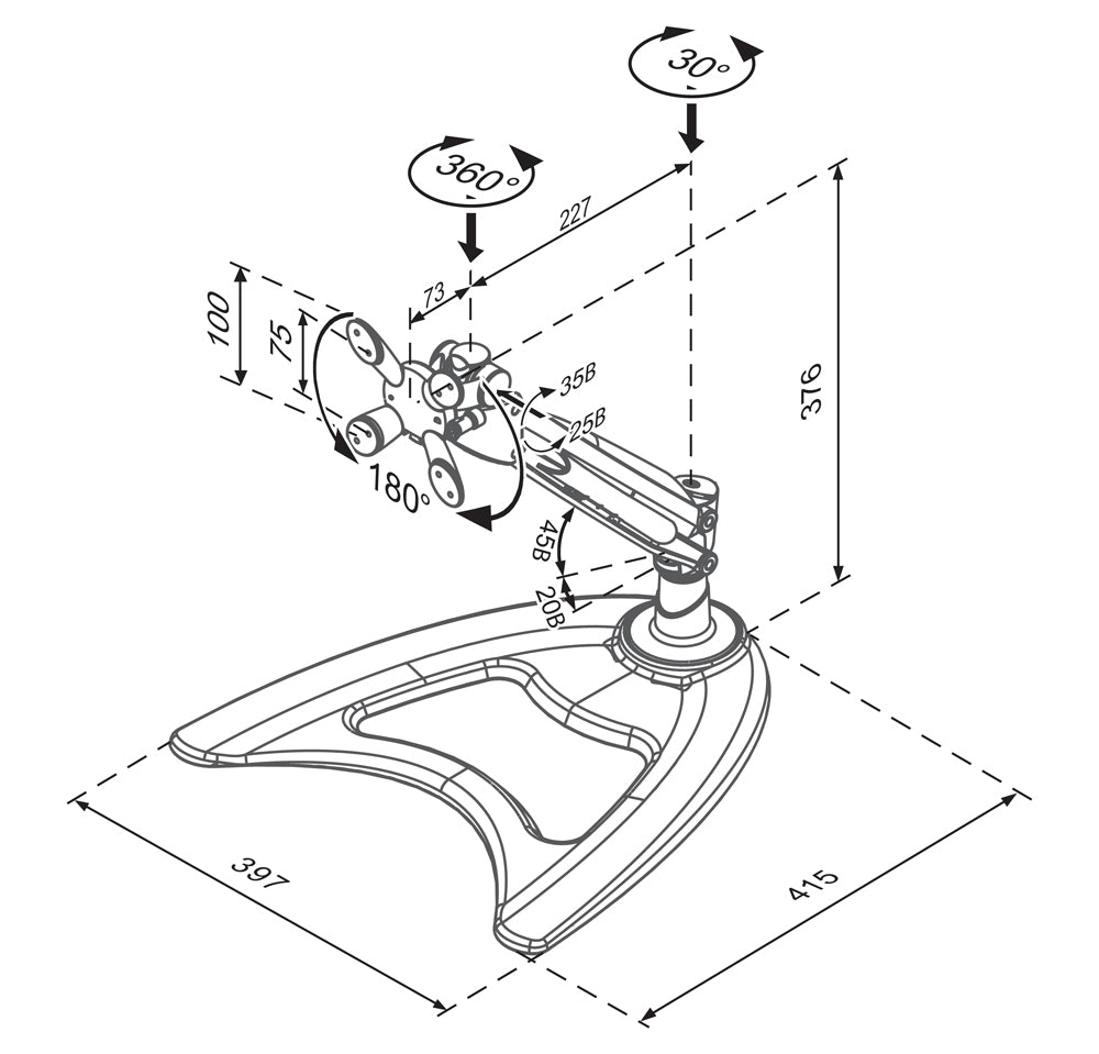 Desk Mount 10-30" Gas Spring BLACK