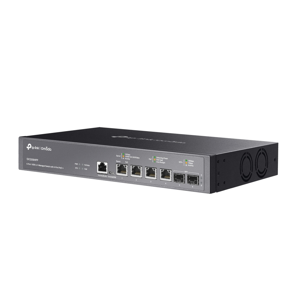 TP-LINK JetStream 4-Port 10GBase-T and 2-Port 10GE SFP+ L2+ Managed Switch with 4-Port PoE++
