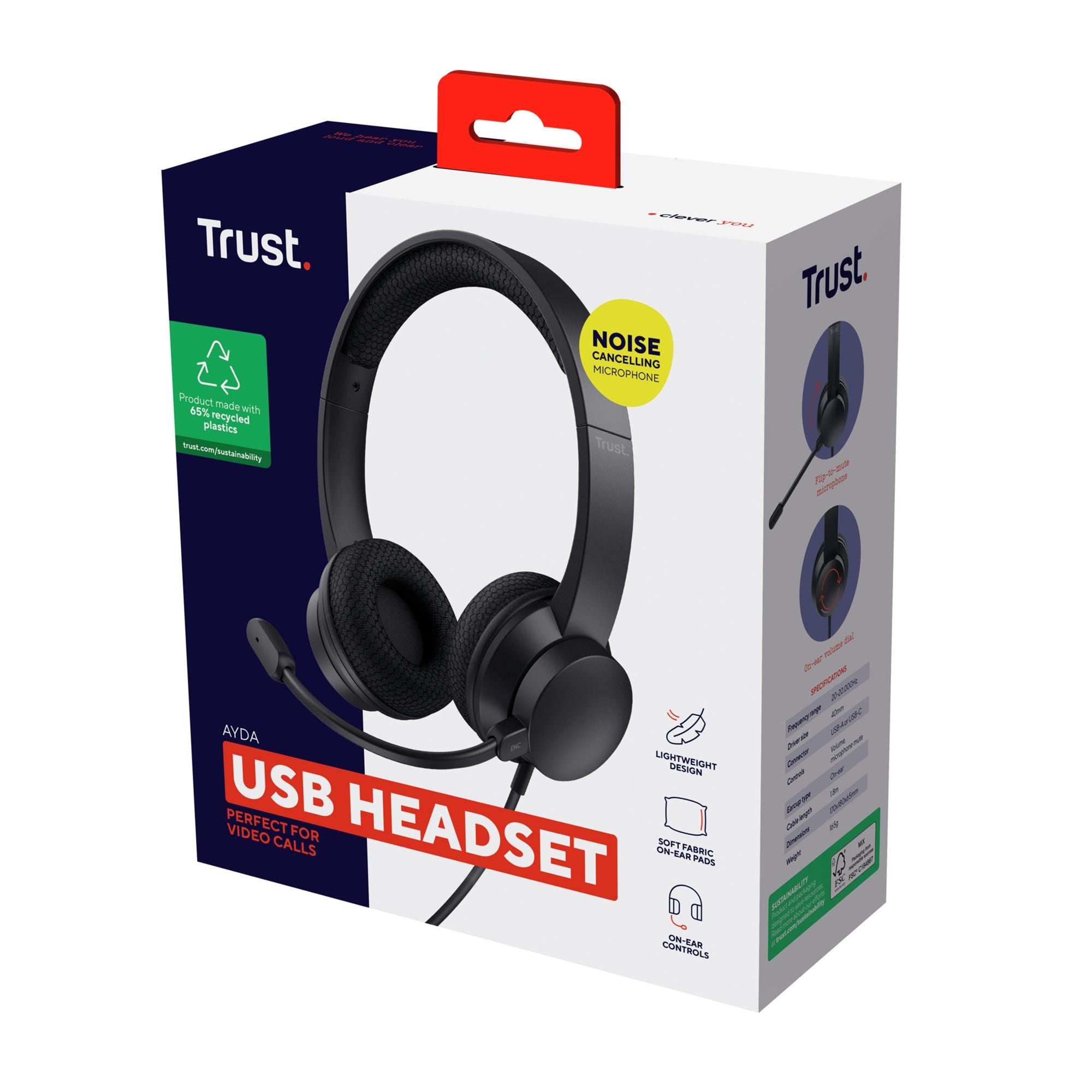 TRUST Casque-micro AYDA ENC pour ordinateur USB