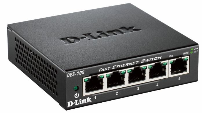 D-LINK 5-port 10/100Mbps Fast Ethernet Unmanaged Switch - Metal Housing