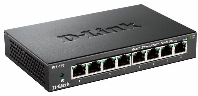 D-LINK 8-port 10/100Mbps Fast Ethernet Unmanaged Switch - Metal Housing