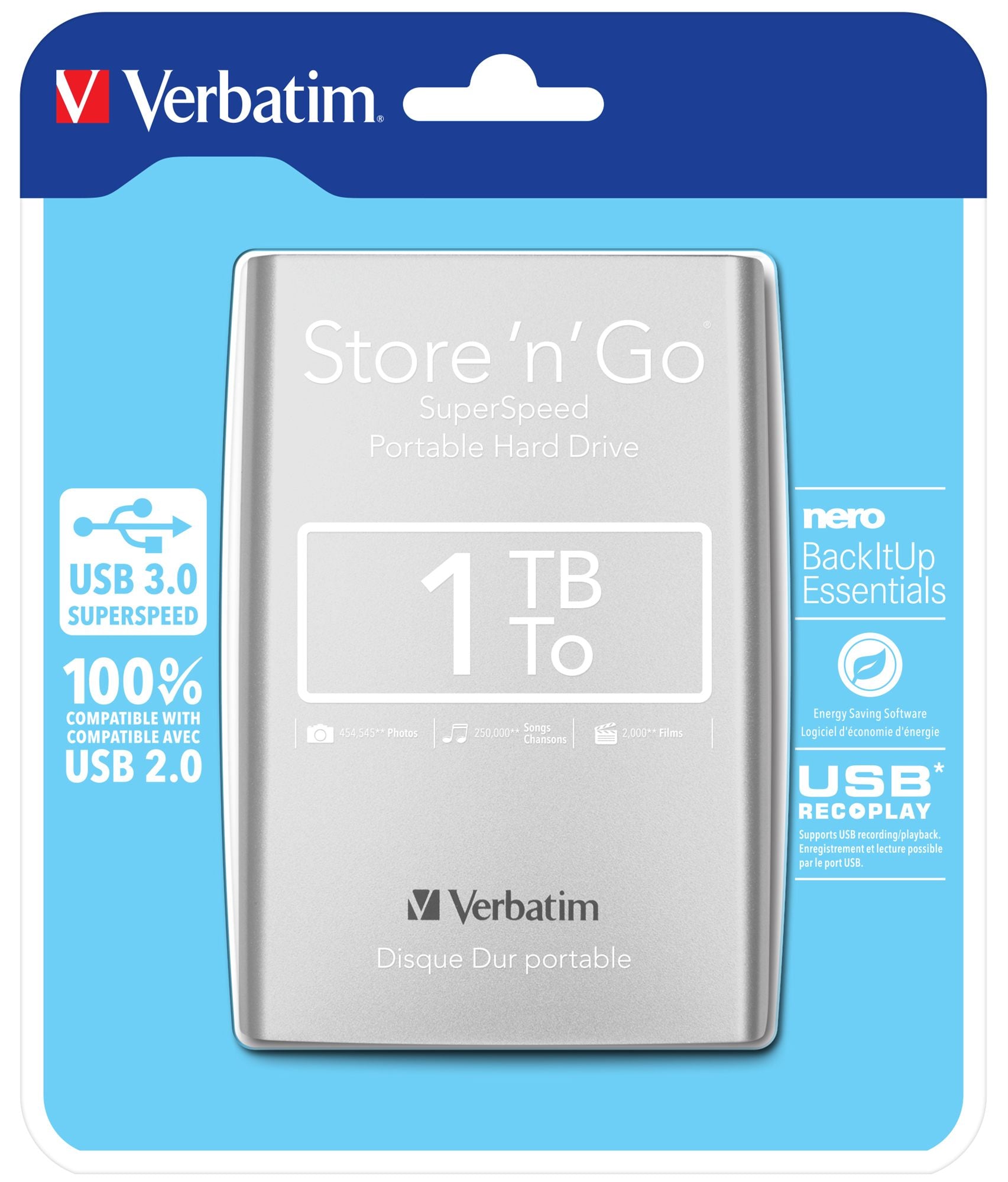 Ext. HDD 2.5" 1TB USB 3.0 Silver