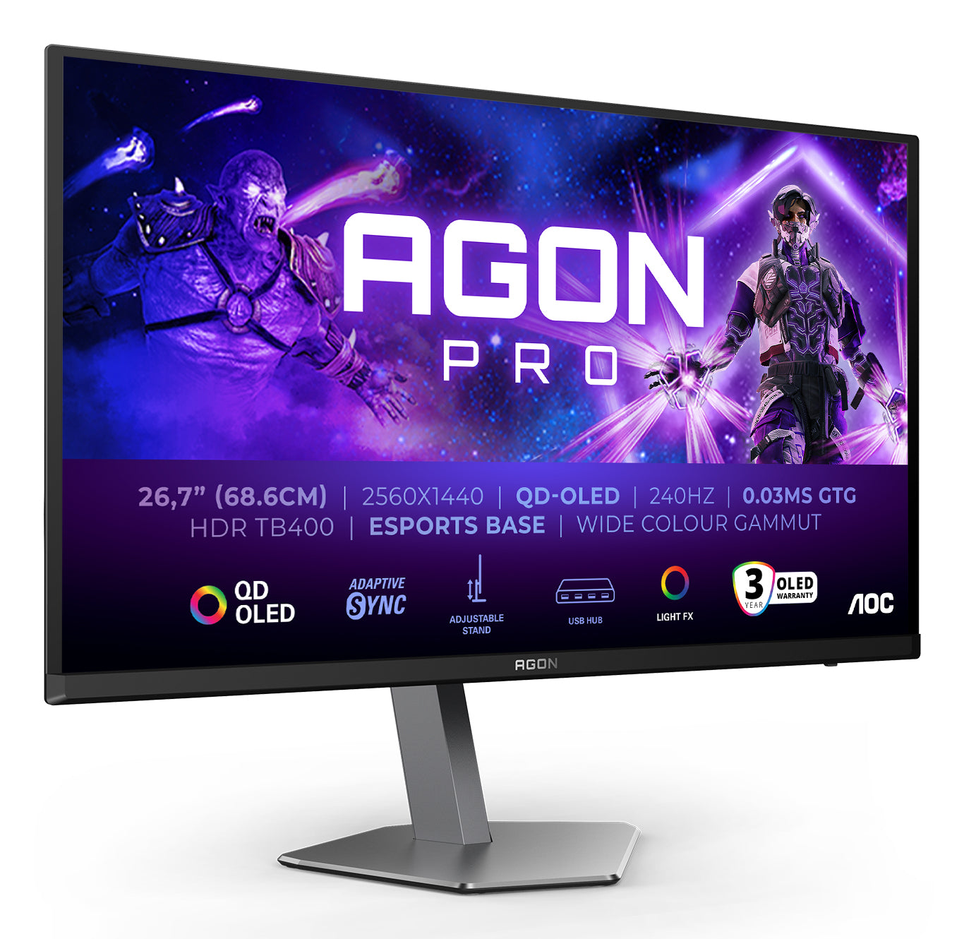 AOC AG276QZD2 27p OLED 2560x1440 240Hz FreeSync HDMI Black/Grey
