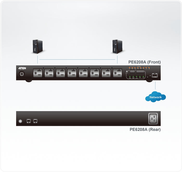 Aten PE6208G-ATB-G 16A 8-Prise 1U Avec Mesure & Commutateured eco PDU