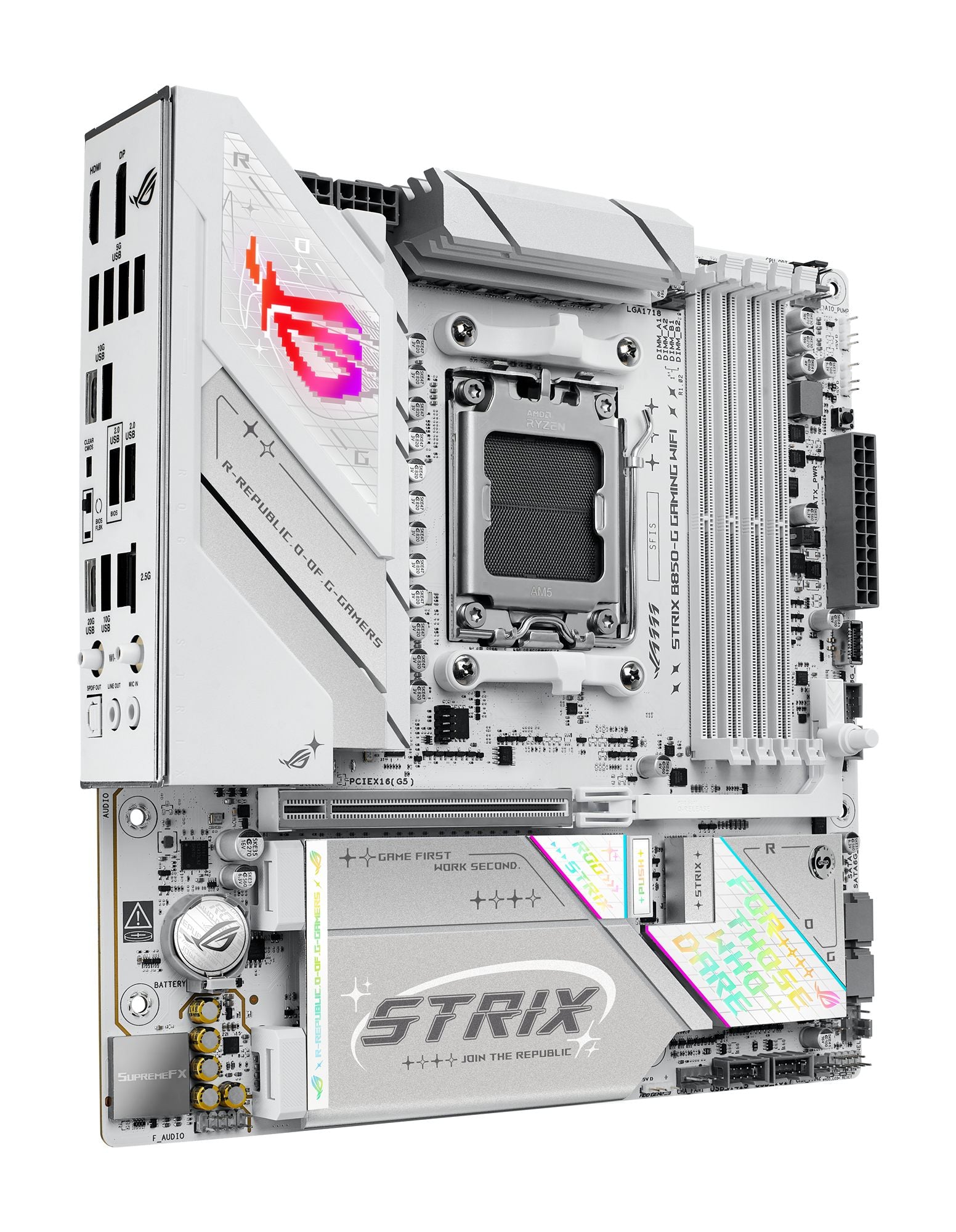 ASUS ROG Strix B850-G Gaming WiFi AMD mATX motherboard DDR5 PCIe 5.0 4xM.2 1xHDMI 1xDisplayPort 2xSATA