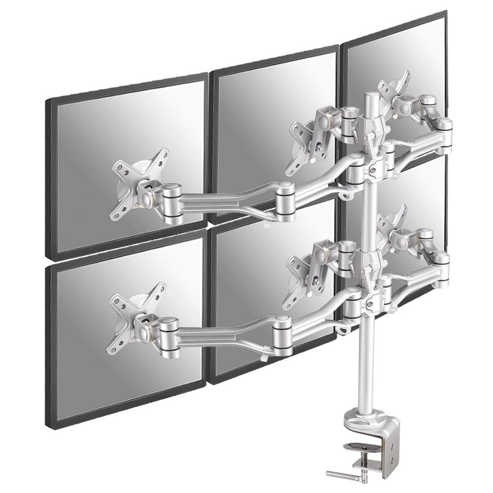Desk Mount 6xScreen 10-18" Clamp SILVER