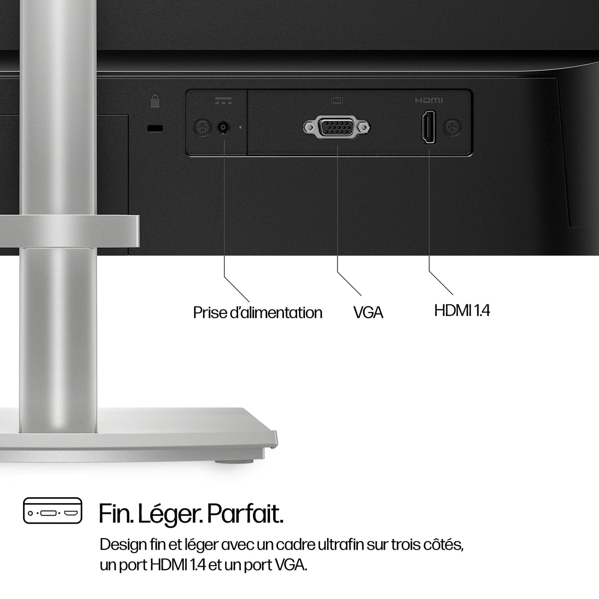 "HP Series 5 23.8 inch FHD Height Adjust Monitor - 524sh écran plat de PC 60,5 cm (23.8"") 1920 x 1080 pixels LCD Argent"