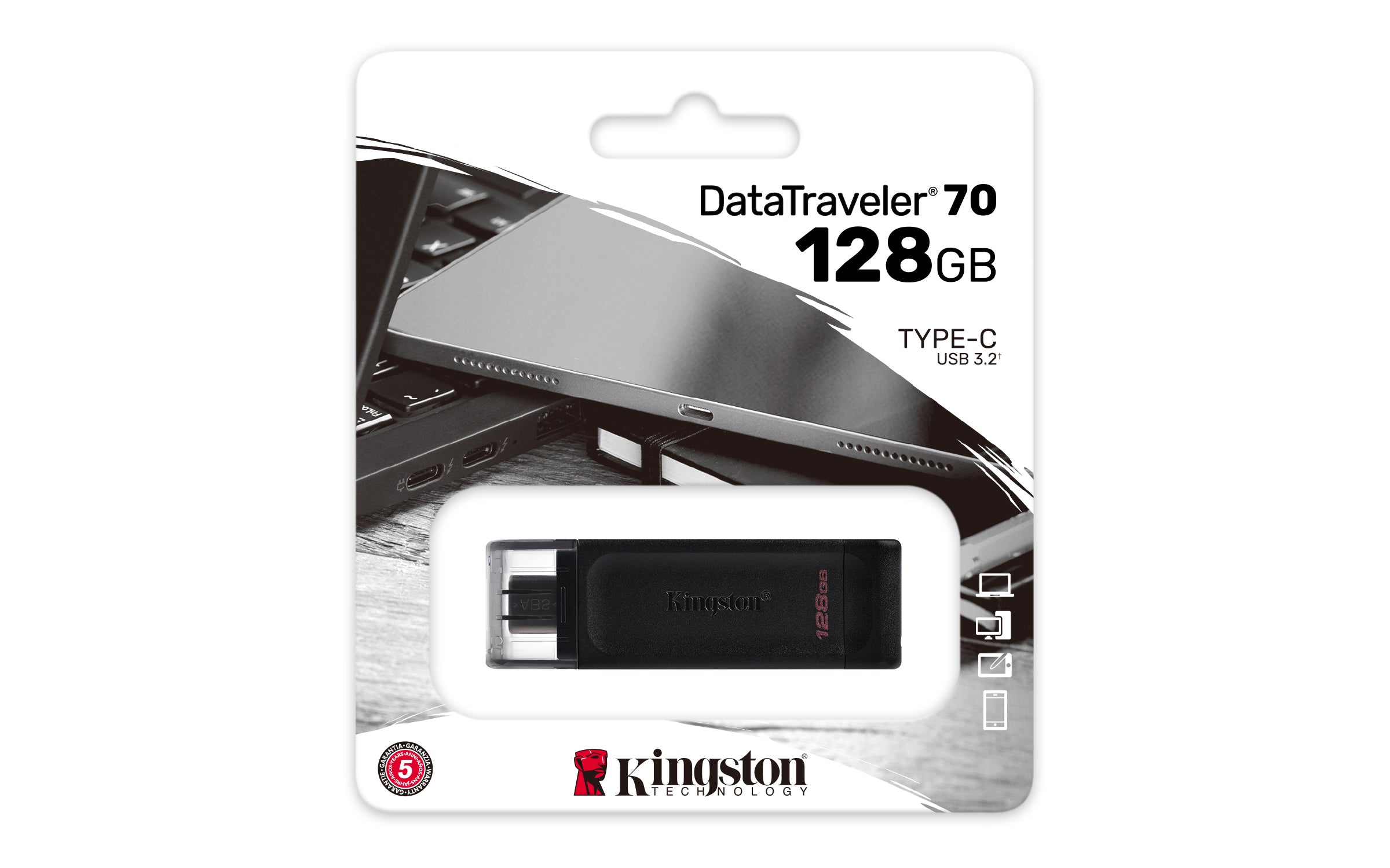 KINGSTON 128Go USB-C 3.2 Gen1 DataTraveler 70