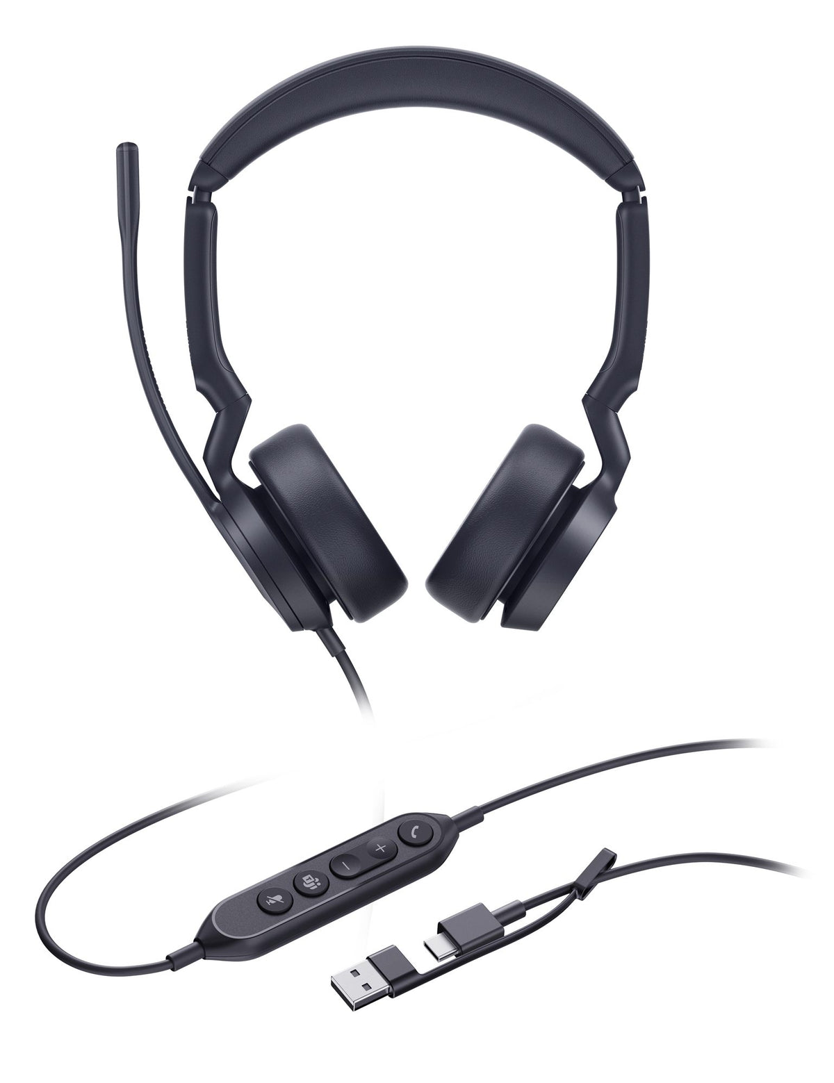 Yealink UH44 Dual Teams USB-C/A Avec fil Arceau Bureau/Centre d'appels USB Type-C / USB Type-A Noir
