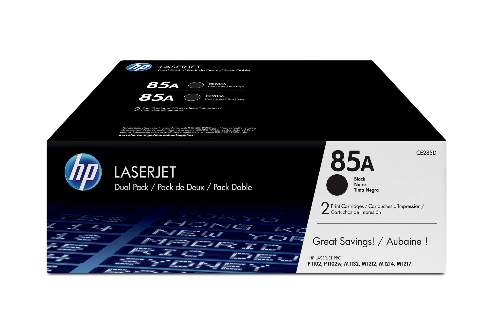 HP 85A original LaserJet Toner cartridge CE285AD black standard capacity 1.600 pages 2-pack