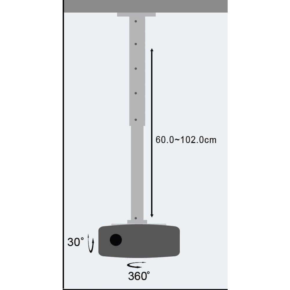 Support de projecteur Techly ICA-PM 102XL a montage au plafond 60-102cm pivotant argenté