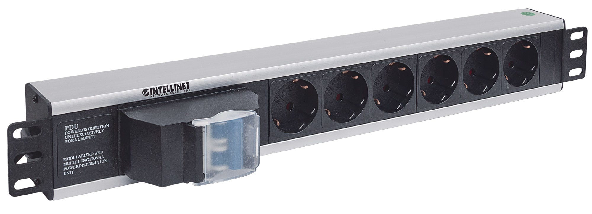 Intellinet 711432 unité de distribution d'énergie 6 sortie(s) CA 1.5U Noir, Gris