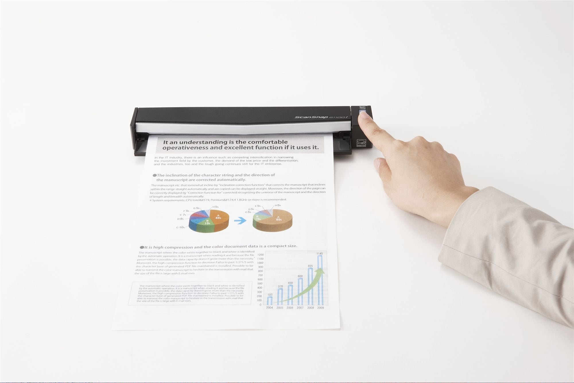 RICOH ScanSnap S1100i Scanner A4 color USB2.0 simplex 5.2sec per page USB Win und Mac ABBYY FineReader (P)