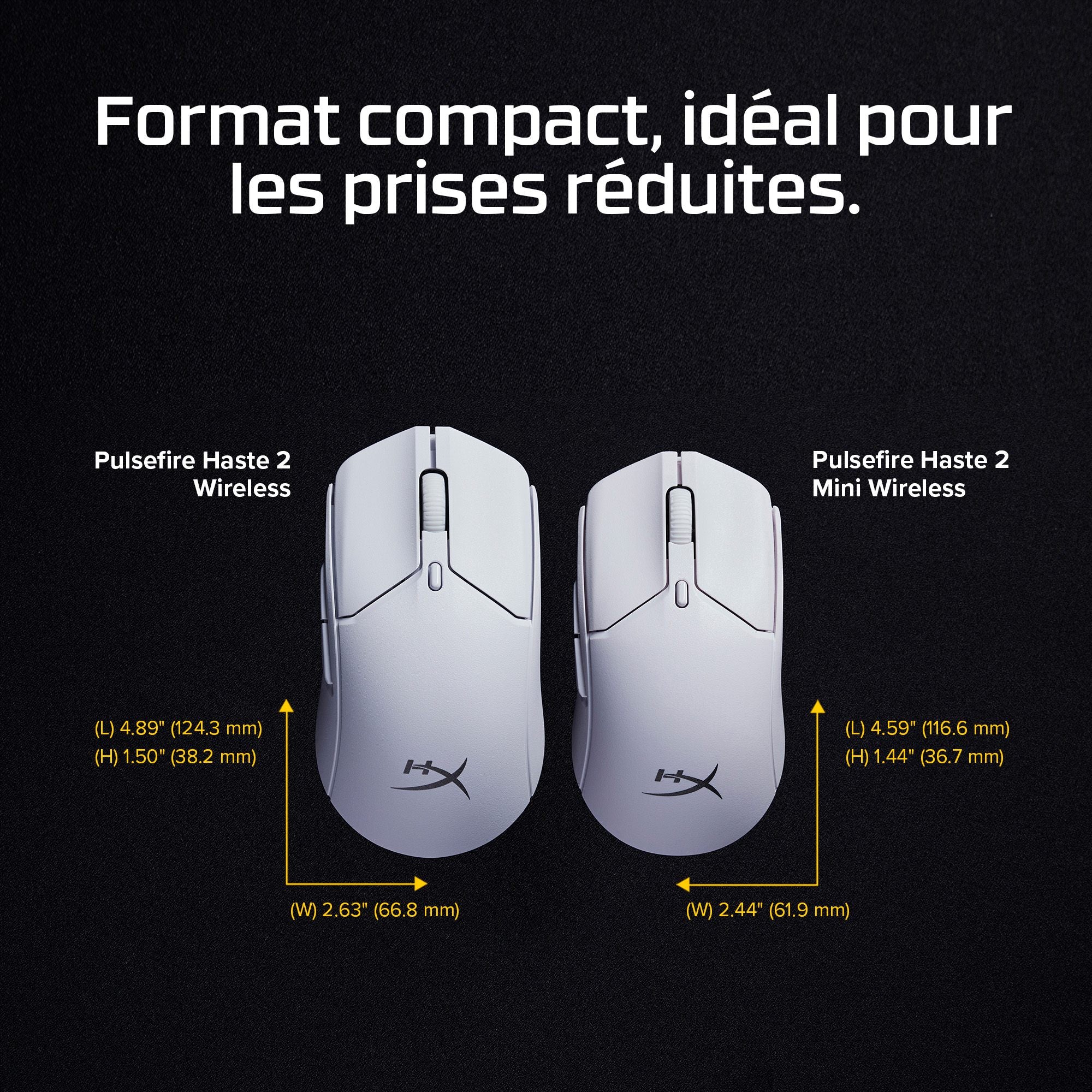Souris de jeu sans fil HyperX Pulsefire Haste 2 mini - HyperX 26K 26000 DPI 59g blanche