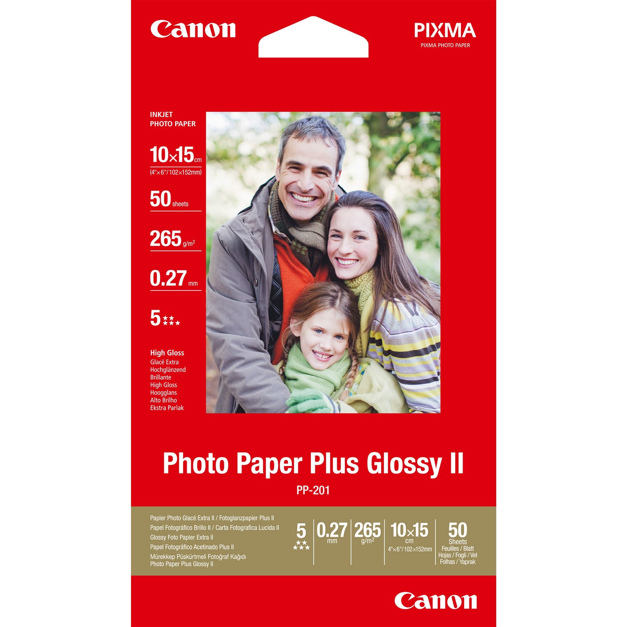 CANON PP-201 plus photo  papier inkjet 260g/m2 4x6 inch 50 feuilles pack de 1