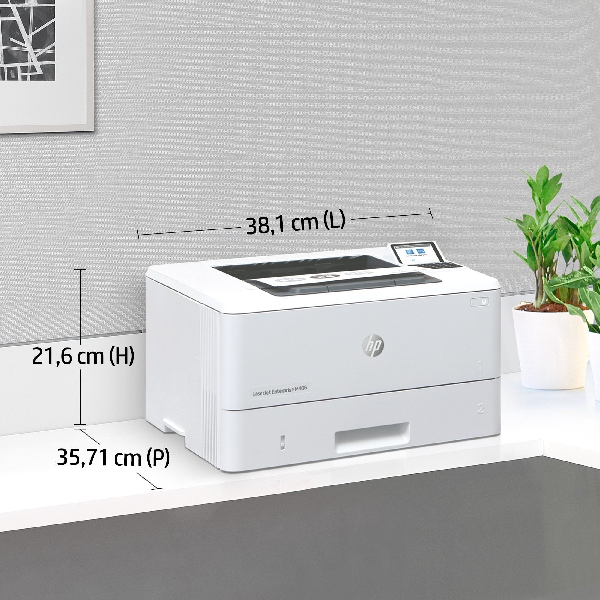 HP LaserJet Enterprise M406dn Printer Mono Duplex laser A4 1200x1200dpi 40ppm 350sheets USB LAN