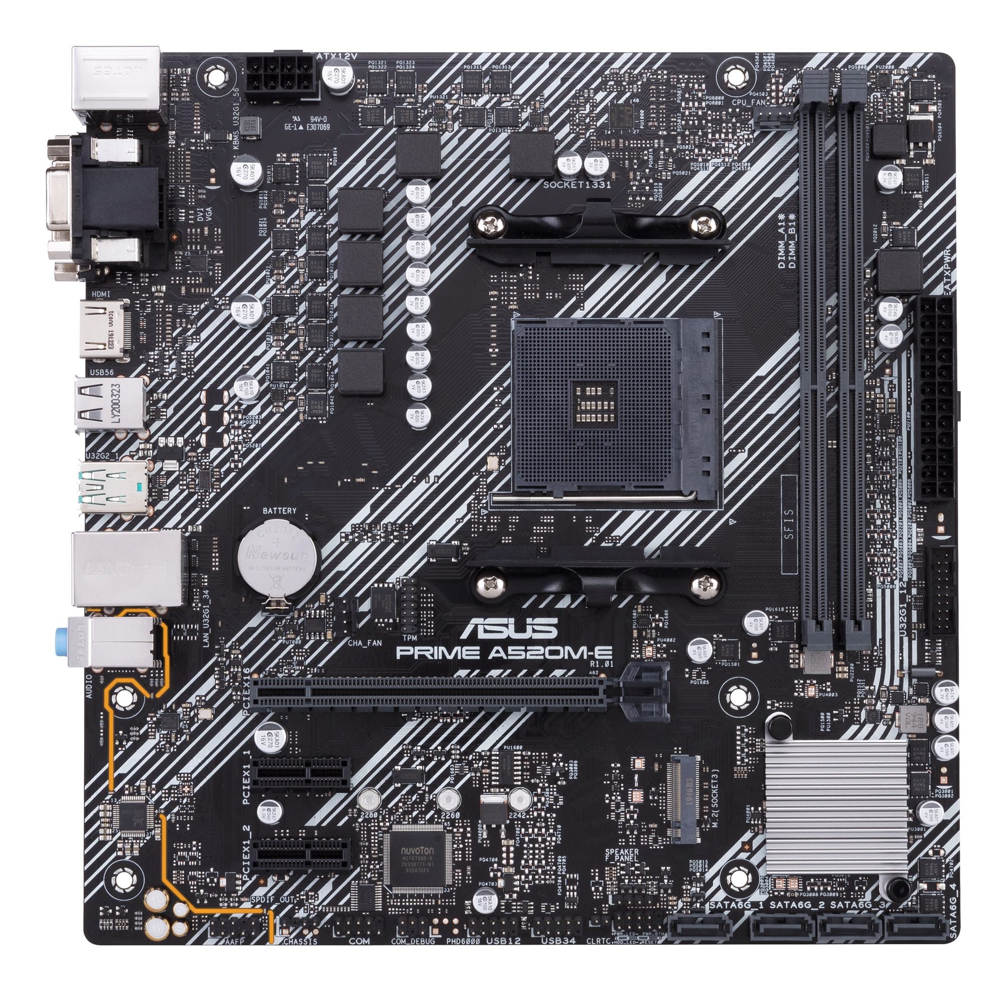 ASUS PRIME A520M-E/CSM AMD A520 Ryzen AM4 micro ATX motherboard with M.2 support 1Gb Ethernet HDMI/DVI/D-Sub SATA 6 Gbps USB 3.2
