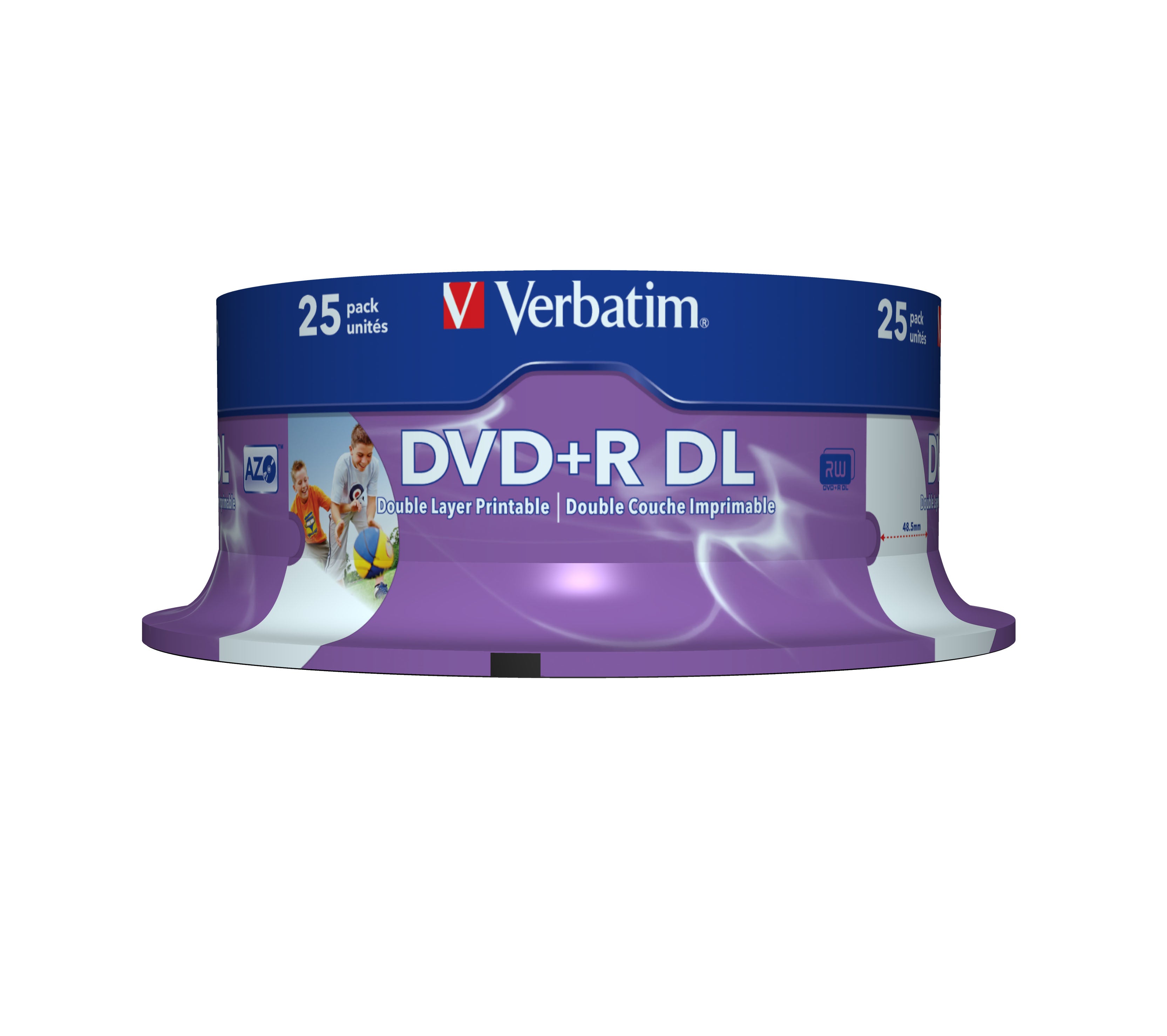 DVD+R/8.5GB 8x Wid Print Surface Spdl 25
