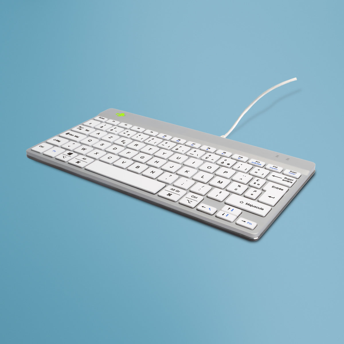 R-GO TOOLS Clavier ergo Compact Break, filaire blanc/argent
