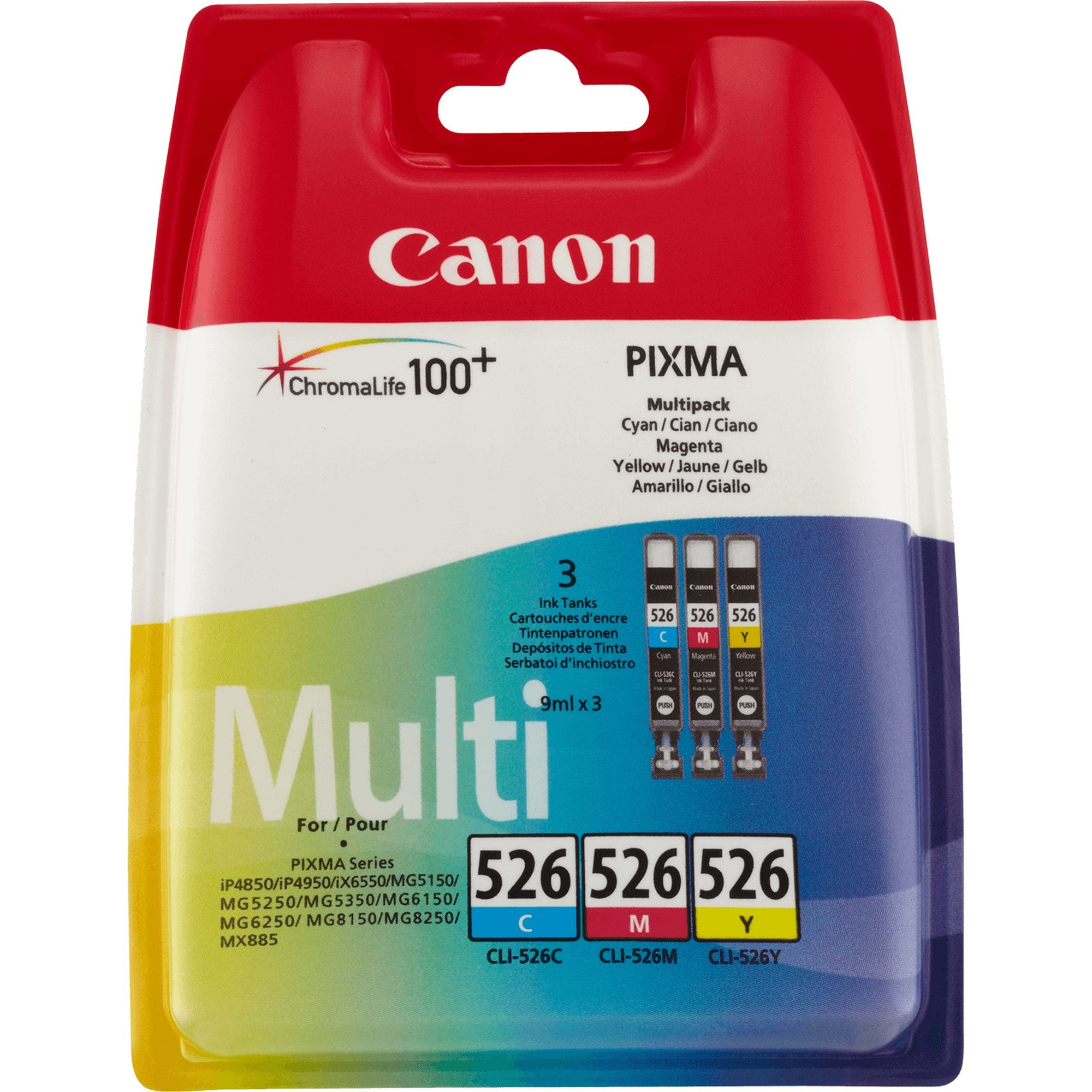 Canon Multipack de cartouches d'encre couleur CLI-526 C/M/Y