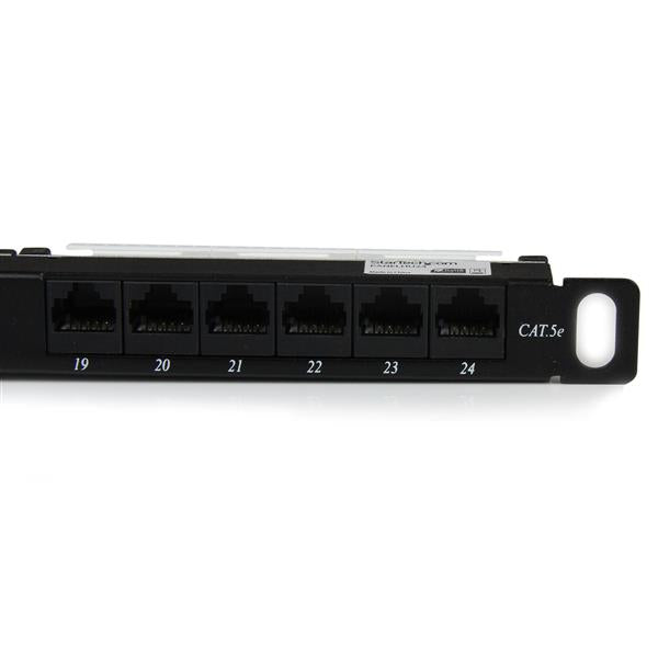 24 Port 0.5U Rackmount Cat5e Patch Panel