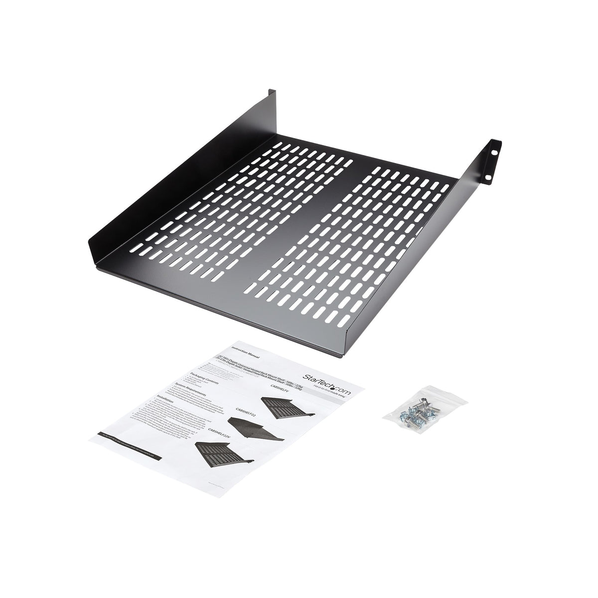 2U 22" Vented Fixed Rack Mount Shelf