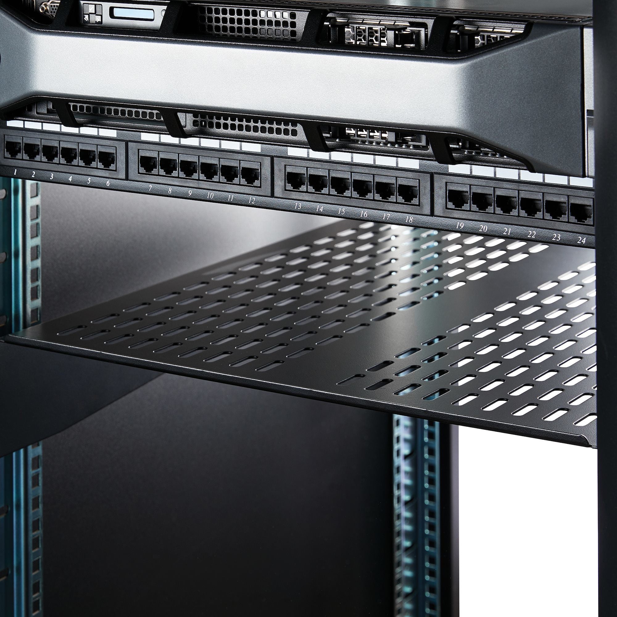 2U 22" Vented Fixed Rack Mount Shelf