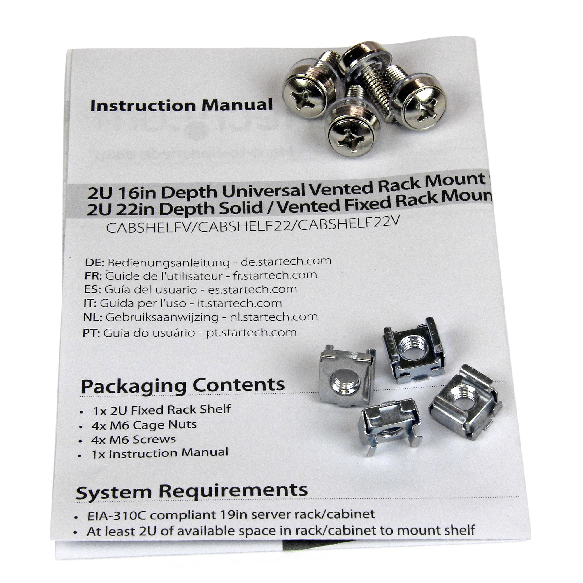 2U 22" Vented Fixed Rack Mount Shelf