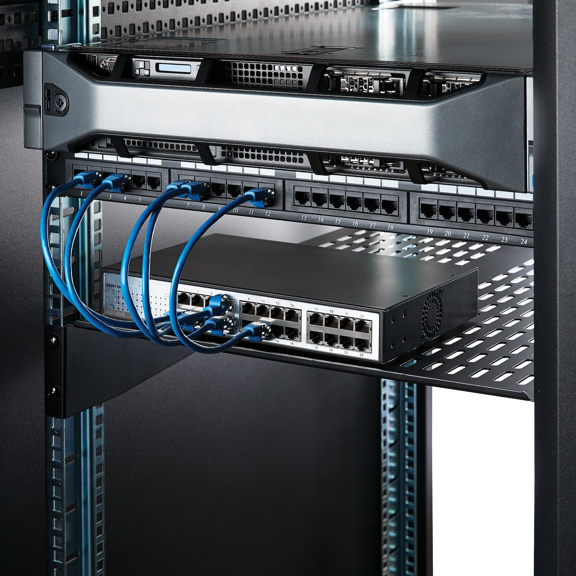 2U 22" Vented Fixed Rack Mount Shelf