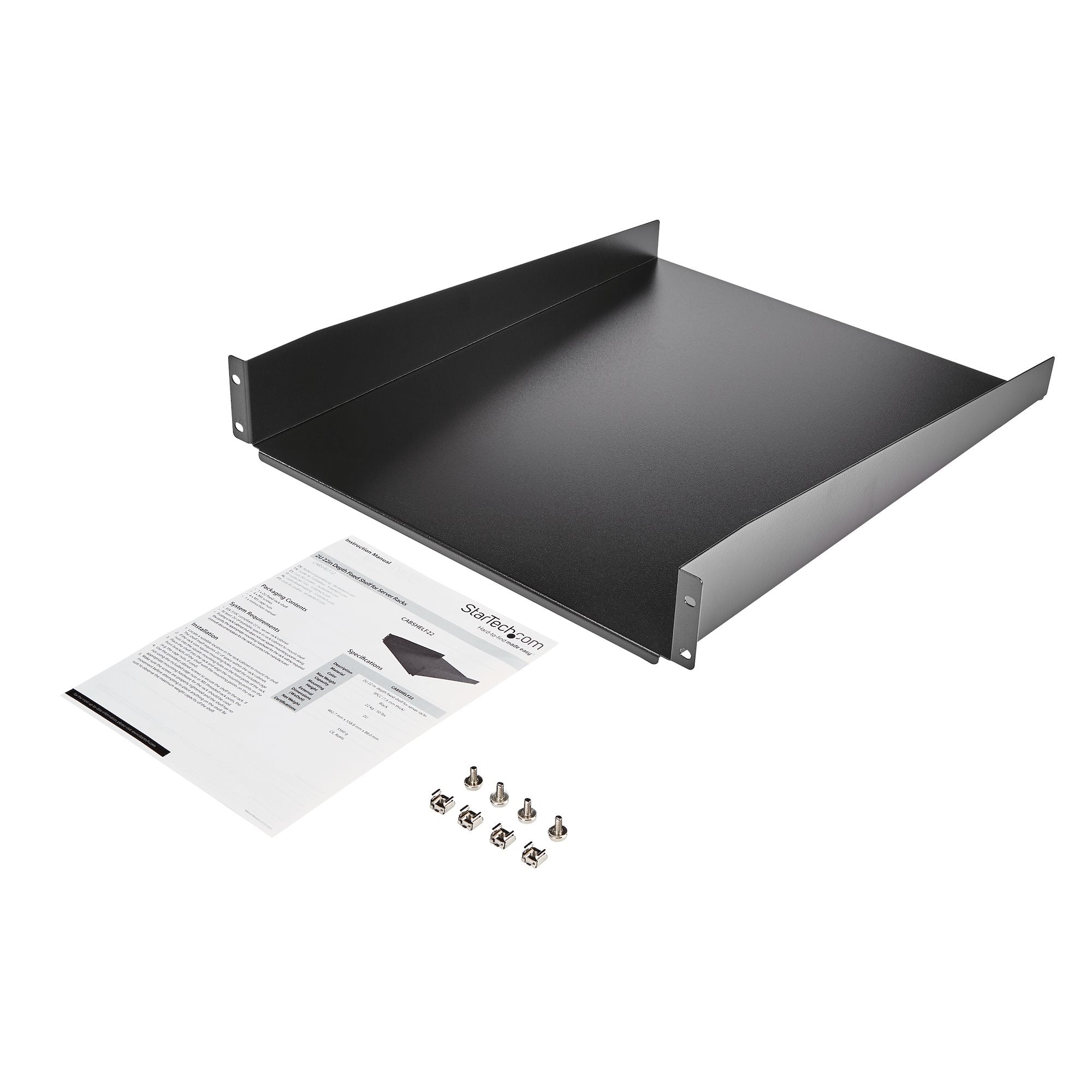 2U 22" Fixed Rack Mount Cantilever Shelf