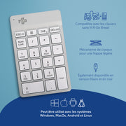 R-GO TOOLS Pavé num. Numpad Break, Bluetooth blanc/argent
